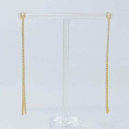 18k Gold Back Drop Earrings - Sparkling Double Strands for Everyday Wear